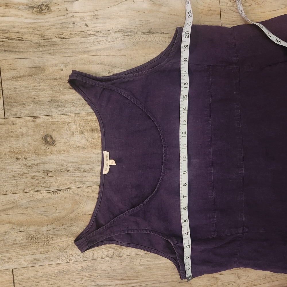 Eileen Fisher Purple 100% Linen Sleeveless Scoop Neck Shift Dress Large - Picture 7 of 7